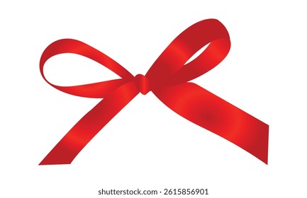 decorative red bow on white vector illustration