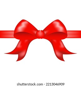 Decorative red bow with a red ribbon for a gift. Vector illustration.
