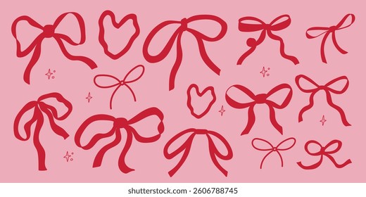 Decorative red bows collection for crafts and celebrations