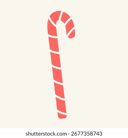 Bastón de caramelo rojo decorativo de la Navidad con el diseño festivo rayado
