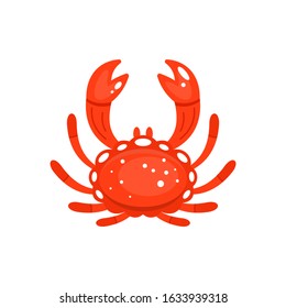 Decorative red crab vector illustration isolated on white. Marine animal 
and Seafood product icon.