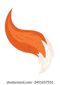 Decorative red fox tail cartoon animal tail design vector illustration isolated on white background