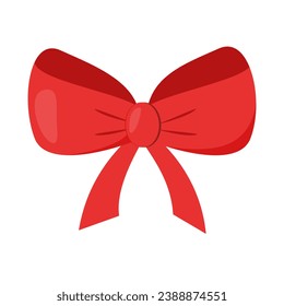Arco de regalo rojo decorativo sobre fondo blanco, vector
