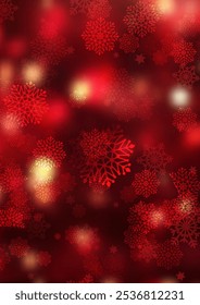 Decorative red and gold Christmas snowflakes background 