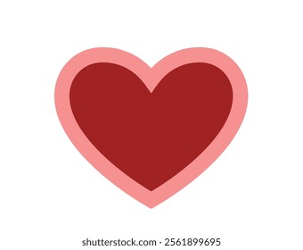 decorative red heart with pink border. love, romantic and valentines design element. isolated vector image