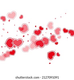 Decorative red hearts confetti valentine background. Modern February 14 backdrop. Framed hearts love emotion symbols isolated on transparent background. Valentine's day sweet decor.