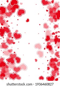 Decorative red hearts confetti vector illustration. Romantic holiday party decor. Ruby red hearts love pleasure symbols isolated on transparent background. Valentine's day lovely decor.