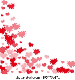 Dekorative rote Herzen konfetti Vektorgrafik. Romantische Einladungskartenhintergrund. Ruby-rote Herzen lieben Emotionssymbole einzeln auf transparentem Hintergrund. Romantisches Event-Dekor einfach.