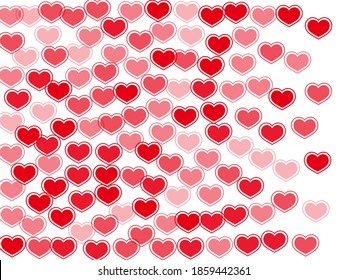 Decorative red hearts flying valentine background. Creative invitation card backdrop. Ruby red hearts love passion symbols isolated on transparent background. Anniversary simple decor.