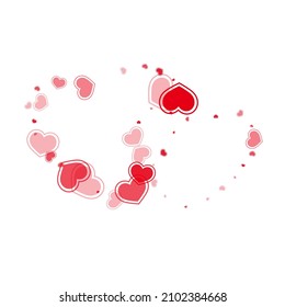 Corazones rojos decorativos volando ilustración vectorial. Diseño moderno de decoración de bodas. Los corazones brillantes adoran los símbolos de placer aislados en un fondo transparente. Decoración agradable del día de San Valentín.