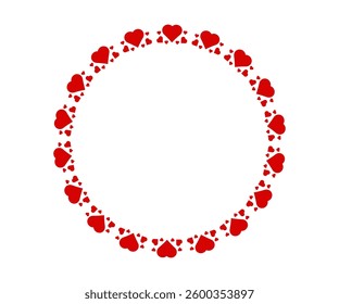  Decorative Red Hearts Frame Circle Border Vector Design 