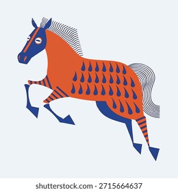 Caballo rojo decorativo con patrones geométricos