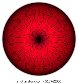 decorative red lens for eyes with a vegetative ornament