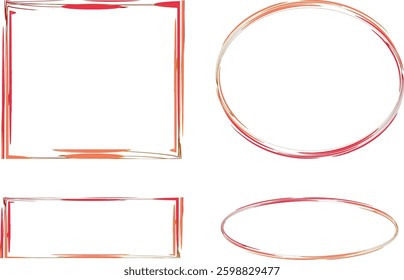 decorative red orange colorful frames set