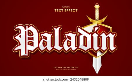 decorative red paladin editable text effect vector design