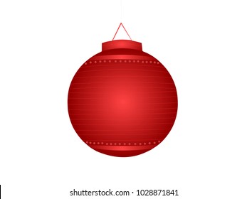 Decorative Red Paper Lamp - Cartoon Vector Image