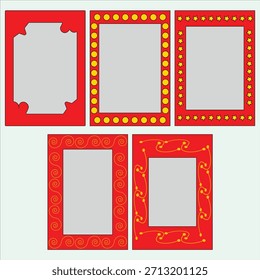 Conjunto de molduras decorativas em vermelho.
Coleção de Quadros de Borda Vermelha Festiva.
Conjunto de Quadros de Ornamento Vermelho e Amarelo.