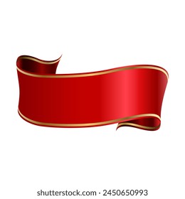decorative red ribbon banner isolated on white background
