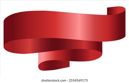 Decorative red ribbon banner isolated on white. Vector red ribbon. Ribbon banner. Red ribbon. Good for Christmas, Valentine's Day, Birthday, Mother's Day.  Vector. 