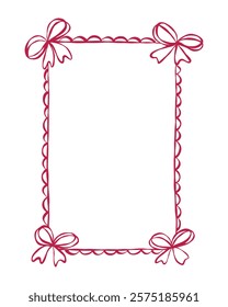 Decorative red ribbon frame for invitations and announcements in a simple design