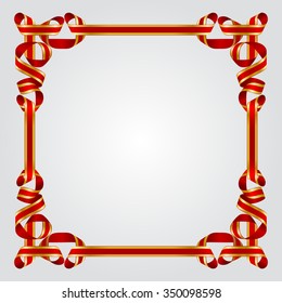 Decorative red ribbon frame. Vector illustration