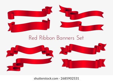 dekoratives rotes Band Element Banner in Kollektion Vektor