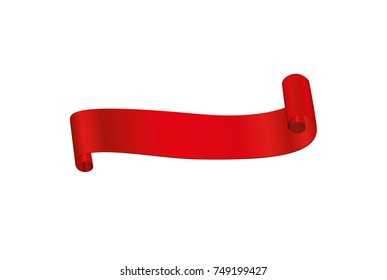 Decorative red ribbons banner with copy space isolated on white. Vector. For a holiday or a party.