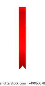 Decorative red ribbons banner with copy space isolated on white. Vector. For a holiday or a party. Bookmark for the book 