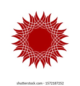 Decorative red round frame with abstract floral ornament. Circular frame. Elegant element for design. Vector.