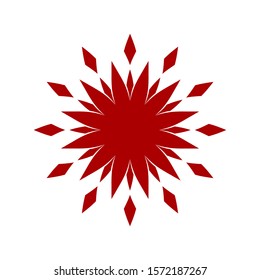Decorative red round frame with abstract floral ornament. Circular frame. Elegant element for design. Vector.