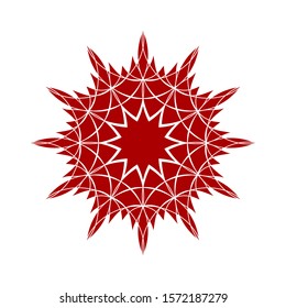 Decorative red round frame with abstract floral ornament. Circular frame. Elegant element for design. Vector.