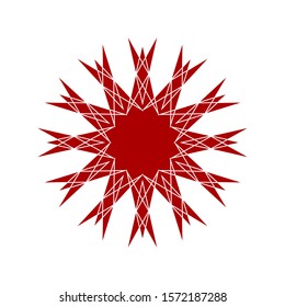 Decorative red round frame with abstract floral ornament. Circular frame. Elegant element for design. Vector.