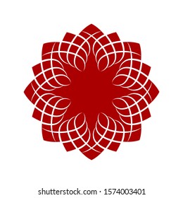 Decorative red round frame with abstract floral ornament. Circular frame. Elegant element for design. Vector.