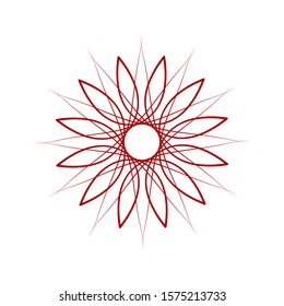 Decorative red round frame with abstract floral ornament. Circular frame. Elegant element for design. Vector.
