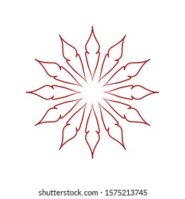 Decorative red round frame with abstract floral ornament. Circular frame. Elegant element for design. Vector.