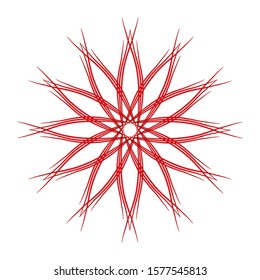 Decorative red round frame with abstract floral ornament. Circular frame. Elegant element for design. Vector.