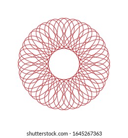 Marco redondo rojo decorativo con adorno floral abstracto. Marco circular. Elegante elemento de diseño. Vector.