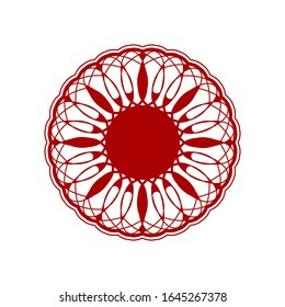 Marco redondo rojo decorativo con adorno floral abstracto. Marco circular. Elegante elemento de diseño. Vector.
