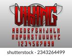 decorative red viking editable text effect vector design