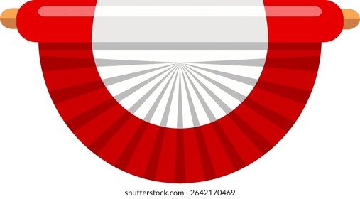 A decorative red and white element featuring radiating lines, symbolizing cultural celebration.
