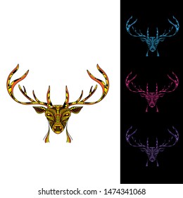 decorative reindeer head from glowing pattern