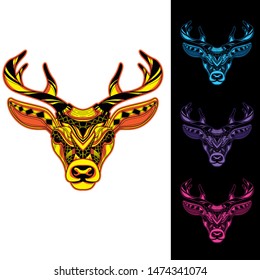 decorative reindeer head from glowing pattern