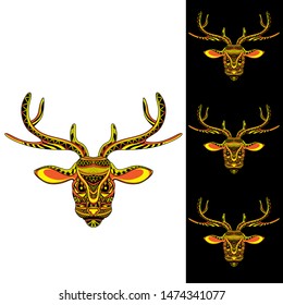 decorative reindeer head from glowing pattern