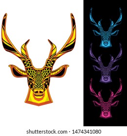decorative reindeer head from glowing pattern