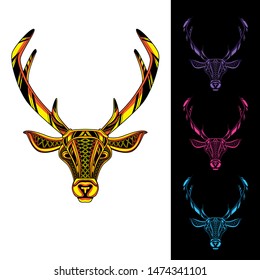 decorative reindeer head from glowing pattern