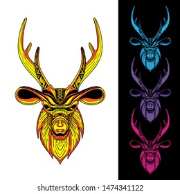 decorative reindeer head from glowing pattern