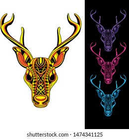 decorative reindeer head from glowing pattern