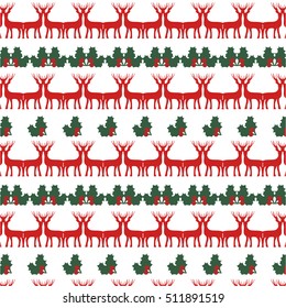 Decorative reindeer vector pattern Merry Christmas and New Year. Design illustration background winter print.