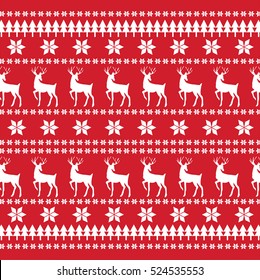 Decorative reindeer vector pattern Merry Christmas and New Year. Design illustration background winter holiday print