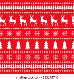 Decorative reindeer vector pattern Merry Christmas and Happy New Year. Design illustration background winter holiday print